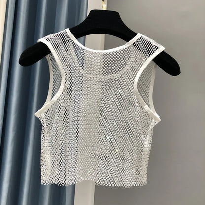 Hot Girl Y2k Small Vest Summer New H Vest with Short Vest and Shiny Women's Round Neck Top