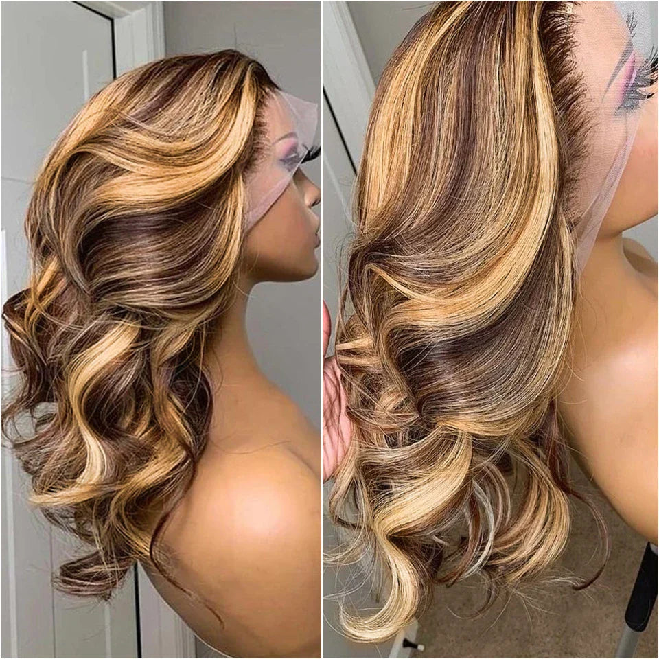 Highlight Wig 100% Human Hair 13x6 Hd Lace Frontal Wig Honey Blonde Lace Front Wigs human Hair Body Wave 4x4 5x5 Closure Wig