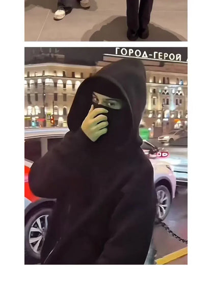 Autumn Men Balaclava Y2K Gothic Harajuku Winter New Item Double Hooded Sweatshirt Men's Hooded Mask Zipper Sportswear Women