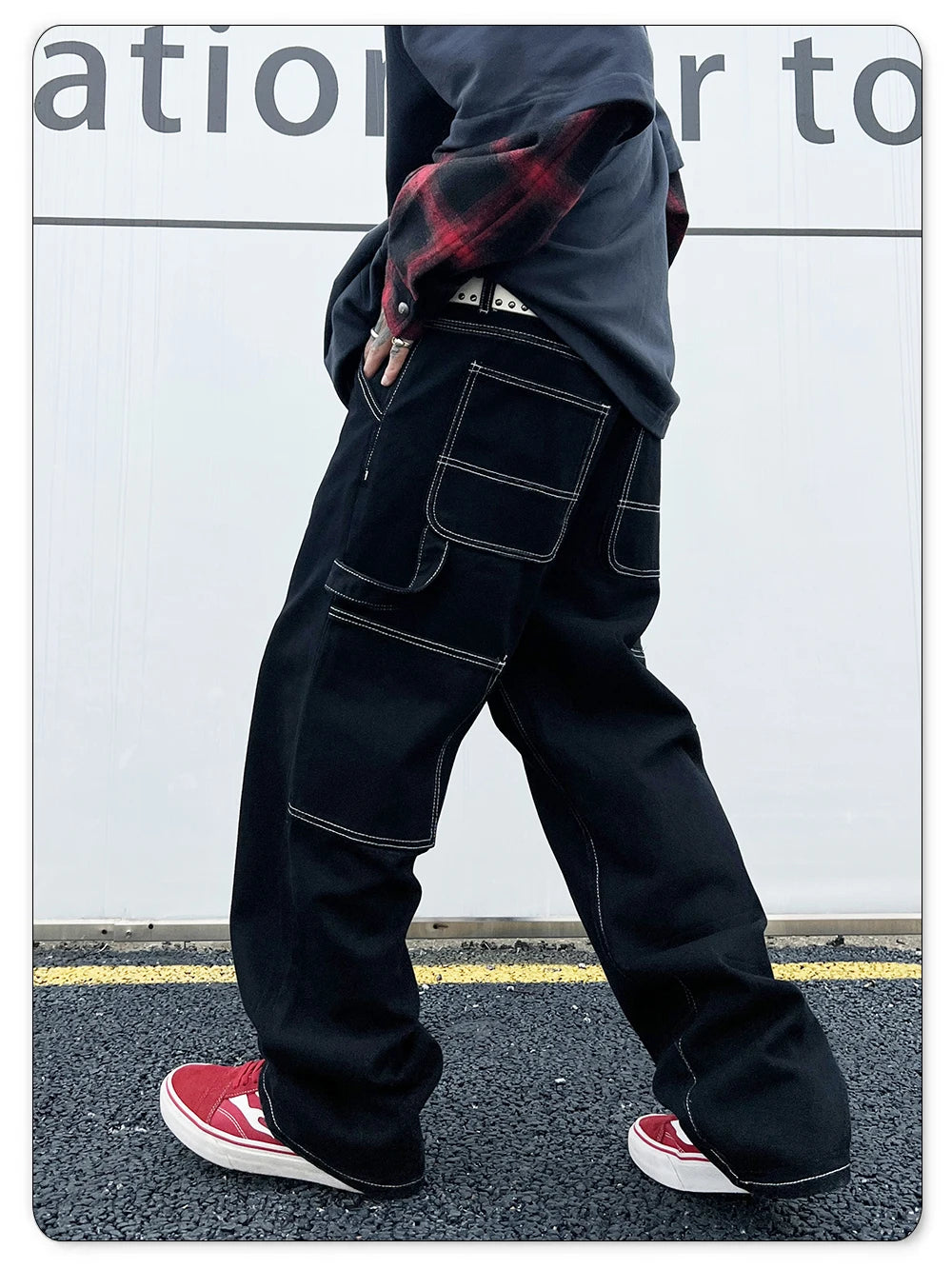 Retro Black Fashion Work Jeans Men Casual Straight-Leg Classic Work Denim Trousers Korean Brand Pant Men's Summer Pants
