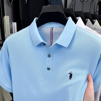 High end brand 100% cotton short sleeve polo shirt men luxur pony embroidery comfort breathable fashion T-shirt summer new top