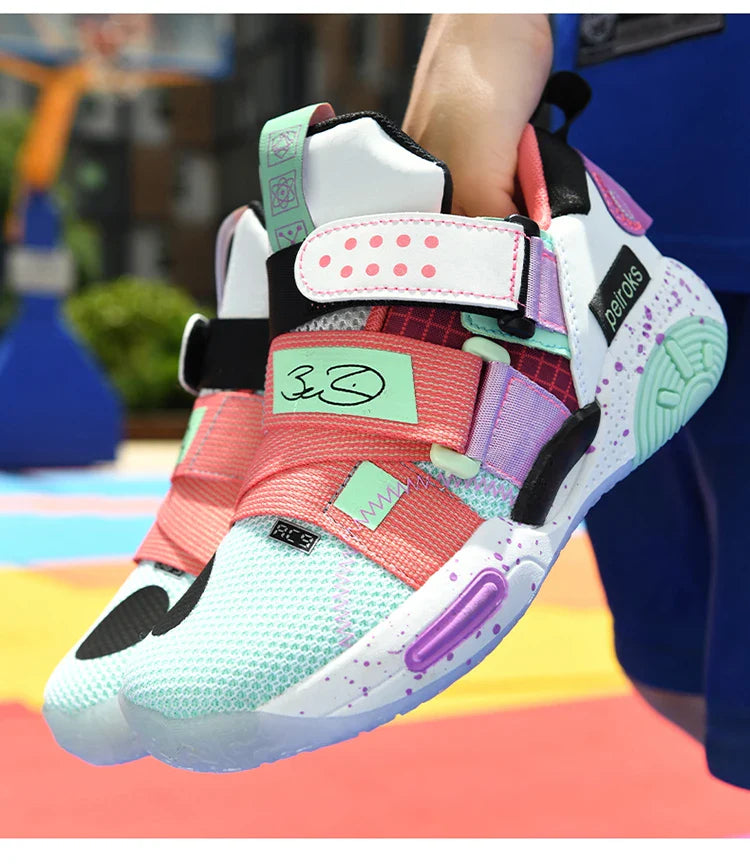 Children‘s Basketball Shoes Non-slip Breathable Training Sneakers Sport Boys Outdoor Comfortable Running Shoes