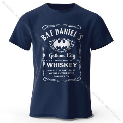 Gotham City Whiskey Printed 100% Cotton T-Shirt, Soft & Breathable Round Neck Short Sleeve Tee, Unisex Dark & Urban Style