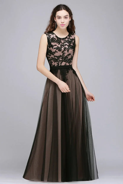 Elegant Black Lace Red Evening Dresses Long Appliques Chiffon With Sashes Pink Green Burgundy Formal Prom Gown Vestido de Fiesta
