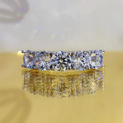 5mm 6.5mm Full Moissanite Ring for Women S925 Sterling Silver Eternity Sparkling Diamond Band Wedding Rings Jewelry