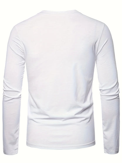 Fashionable California Pattern Print Men's 100% Cotton Loose and Comfortable Sports and Leisure Round Neck Long Sleeve T-shirt