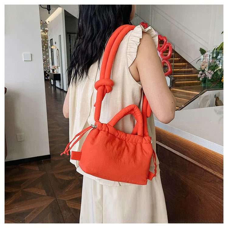 Women's Casual Single-shoulder Bag Large Capacity Nylon Backpack Women's Down Cotton Winter Tote Bag Portable Makeup Handbag