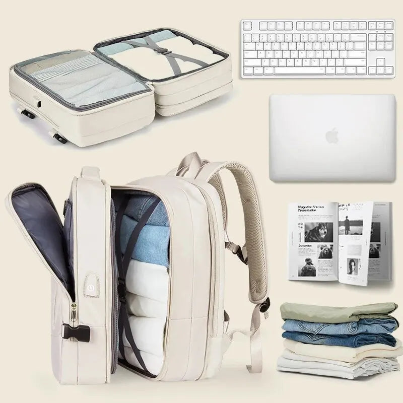 Travel Backpack for Women Expandable Weekender Hiking Laptop Backpack with USB Port Large Waterproof 40L Men's Backpack