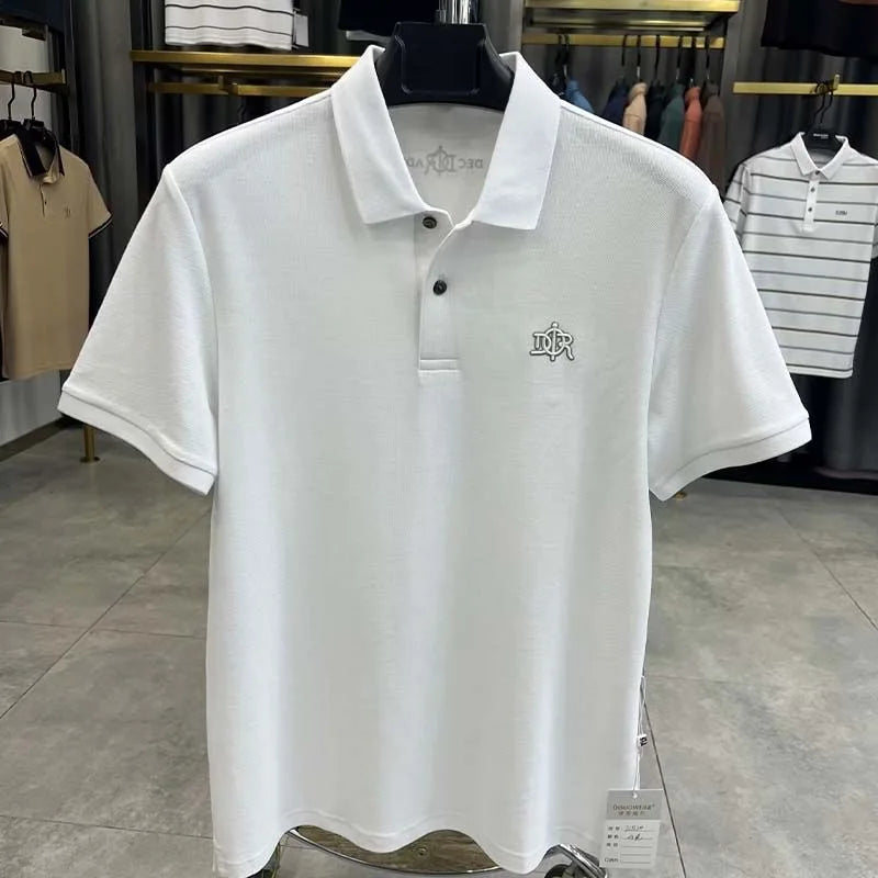 High end 100% cotton short sleeve T-shirt men's lapel top 2024 summer new designer brand embroidery fashion casual polo shirt