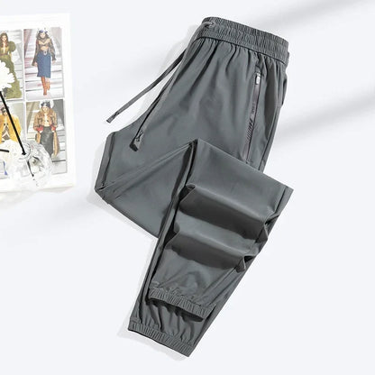 2026 Summer Ice Silk Elastic Joggers Pants for Men Women Thin Trendy Loose Sports Casual Couples Comfortable Straight Leg Tights