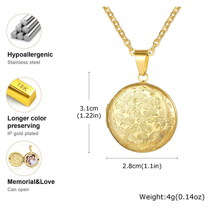 Light Heart Locket Pendants for Women Men Openable Photo Frame Glossy Stainless Steel Necklaces Family Love Collar