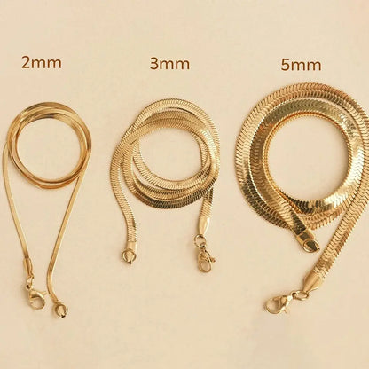Fashion Unisex Snake Chain Women Necklace Choker Stainless Steel Herringbone Gold Color Chain Necklace For Women Jewelry