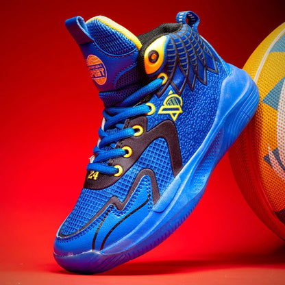 Children‘s Basketball Shoes Non-slip Breathable Basketball Training Sneakers Boys Girls Mesh Athletic Shoes Lace-up Running Shoe
