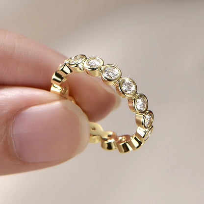 14k Gold Filled Full Eternity Ring Bezel 3mm D Round Moissanite Rings Stackable Bands GRA Certified Jewelry for Women 2026