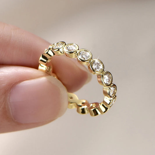 14k Gold Filled Full Eternity Ring Bezel 3mm D Round Moissanite Rings Stackable Bands GRA Certified Jewelry for Women 2026