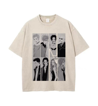 Japanese Anime Nana Osaki Print Vintage Washed Tshirt Harajuku Streetwear Graphic T-Shirt Summer Short Sleeve Cotton Tshirt