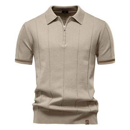 Men's Solid Color Sport Zipper Polo Shirt Athletic Social Polo Shirts for Men Office Slim Fit Polo