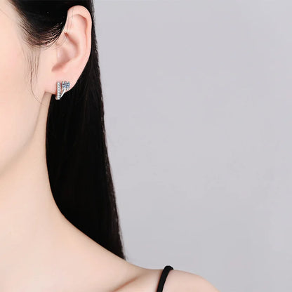 Luxury Platinum Earrings PT950 Asymmetric French Design Women's Buckle D Colour Moissanite Diamond White Gold Jewelry