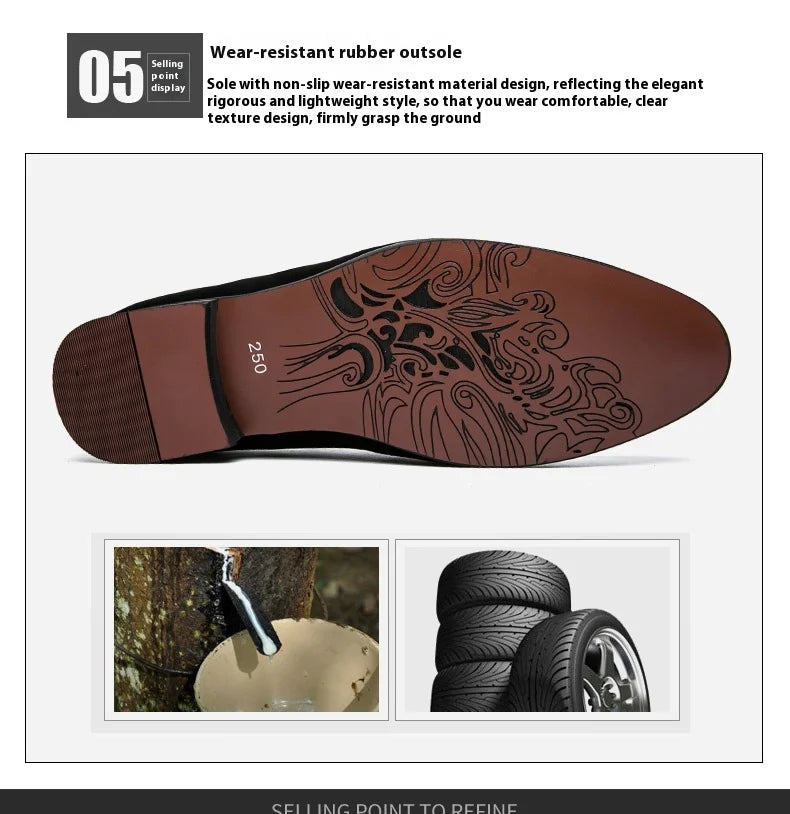 Frosted embroidered beanie shoes men's leather Korean version all match pointed leather shoes men's personality casual shoes