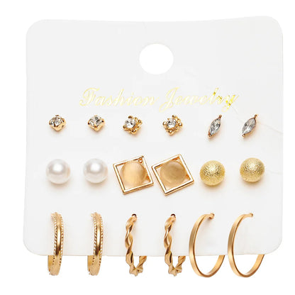 Fashionable Pearl Note Butterfly Geometric Tassel Stud Earrings Women Suit Elegant Charm Engagement Party Jewelry