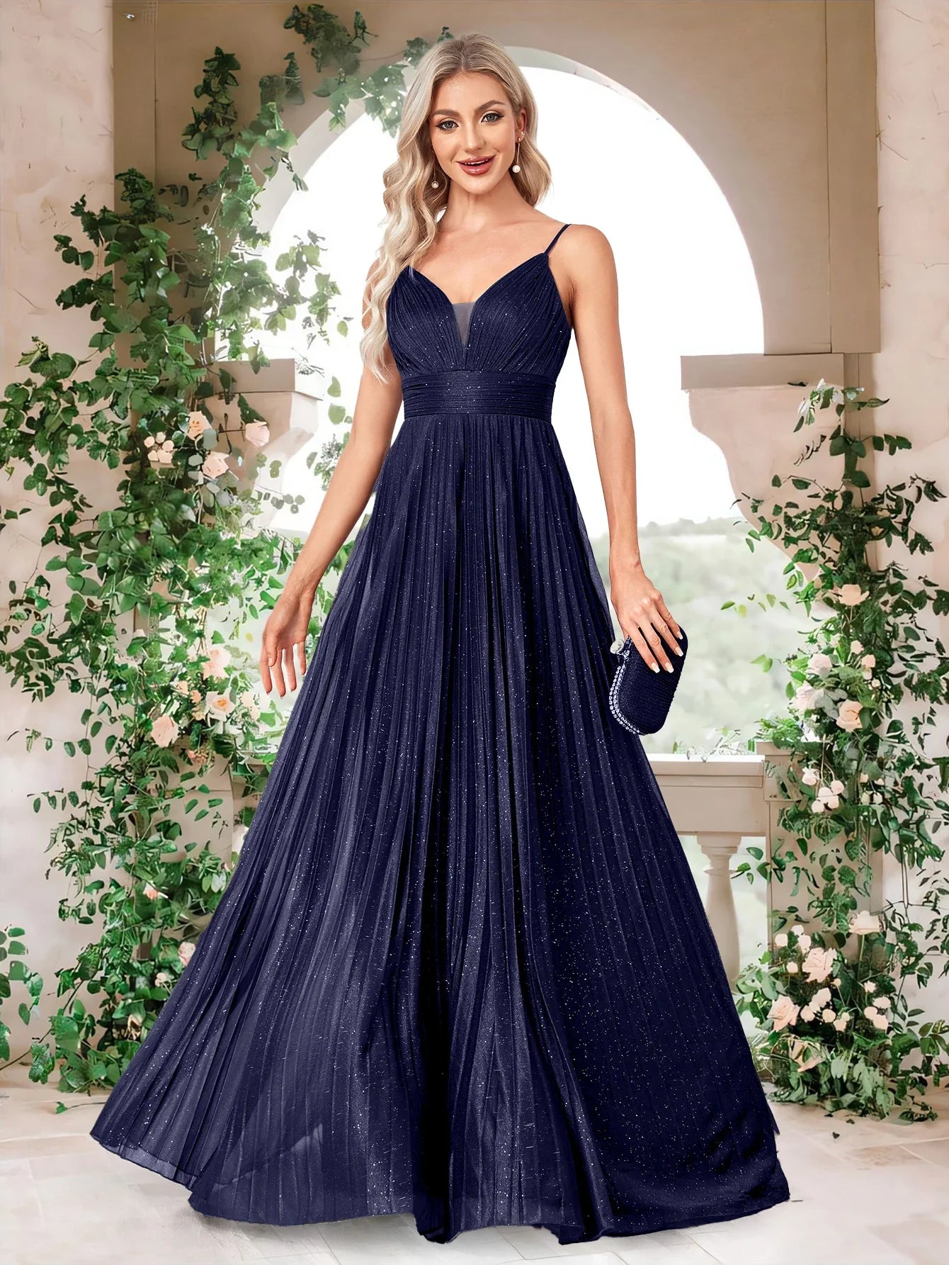 Vestidos de festa elegantes linha A luxuosos até o chão sem costas formais decote V profundo femininos vestidos de coquetel para festa de casamento