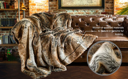 Faux Fur Blanket Luxury Fluffy Plaid Throw Blanket Winter Thick Warm Sofa Blanket Plush Fur Throws for Bed Bedroom Decor