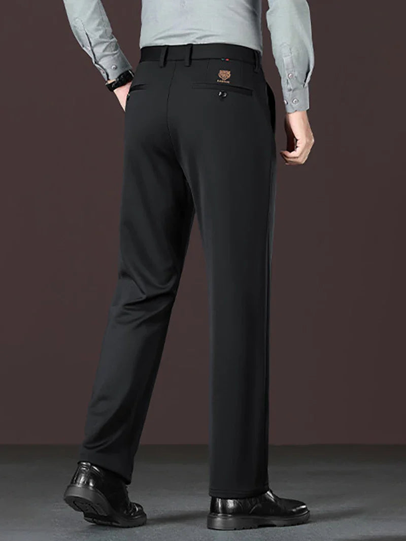 Men's New Loose Straight Leg Elastic Formal Pants, Business Tiger Head Western Style, All Seasons, Casual & Formal Wear