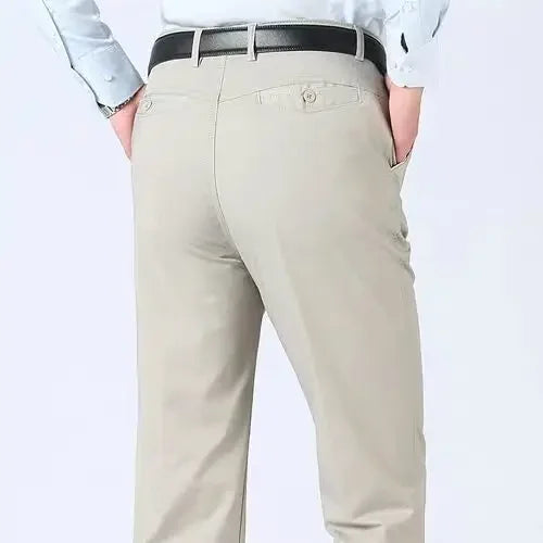 Men's 100% Cotton Autumn Thick Summer Thin Trousers Fashion Cargo Pants Smart Casual Solid Khaki Gray Brand Suit Pant GOZBKF