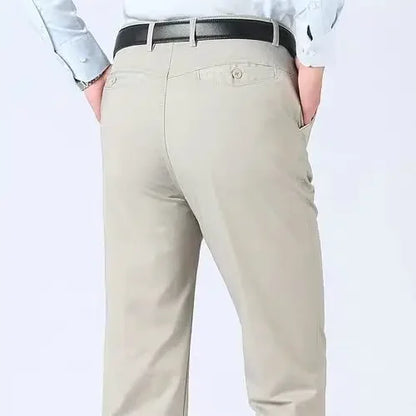 Men's 100% Cotton Autumn Thick Summer Thin Trousers Fashion Cargo Pants Smart Casual Solid Khaki Gray Brand Suit Pant GOZBKF