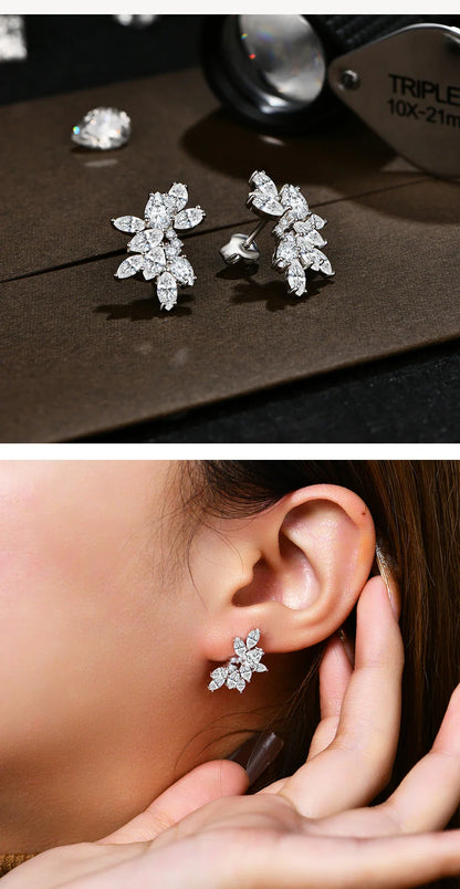 Luxury S925 Sterling Silver Moissanite Stud Earrings for Women Man Wedding Engagement Party Gift Exquisite Jewelry Sets