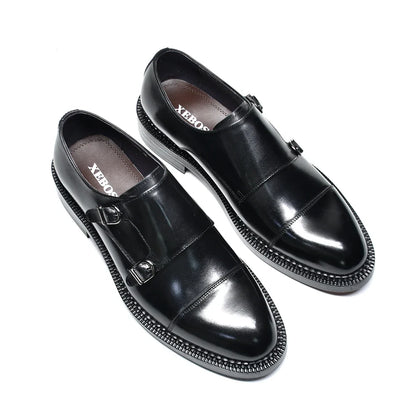 Luxury Genuine Leather Men's Wedding Dress Shoes Buckle Monk Strap Red Sole Cap Toe Black Brown Business Formal Shoes for Man