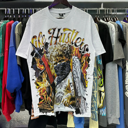 Masked Angel Shooting Arrows Diamond Cotton Short Sleeve Tshirts for Men and Women Crew Neck Loose Summer T-shirt Oversized Tees