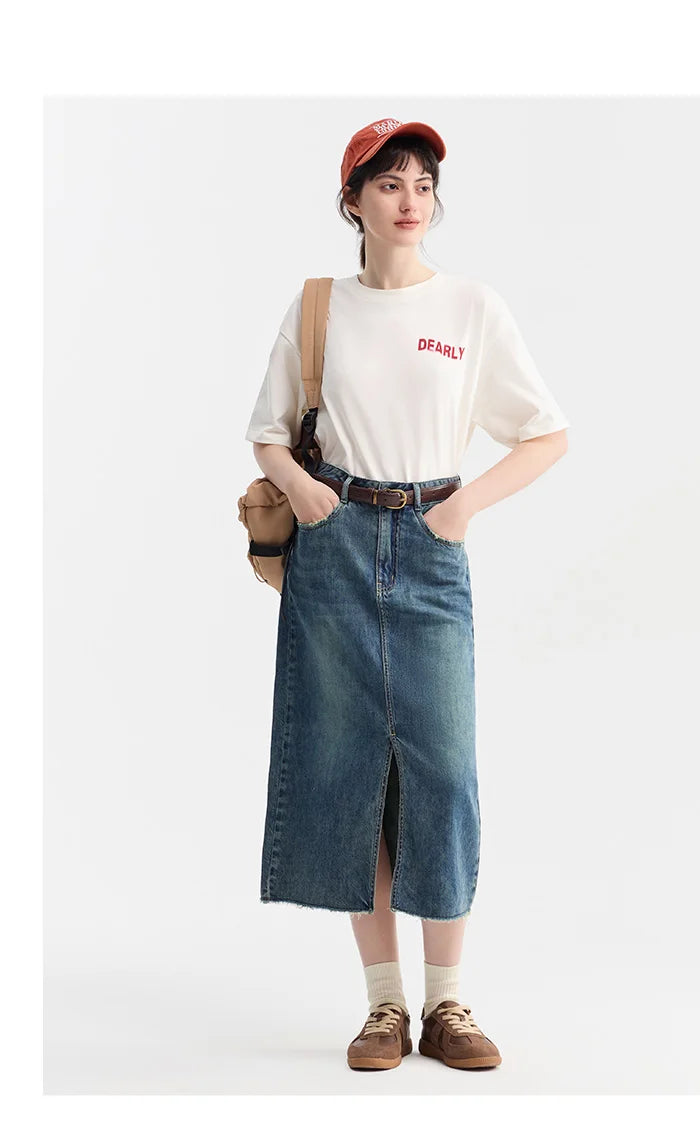 Women Denim Skirt Summer 2024 New Arrival With High Slit And Straight-Cut Design Skirts for Women