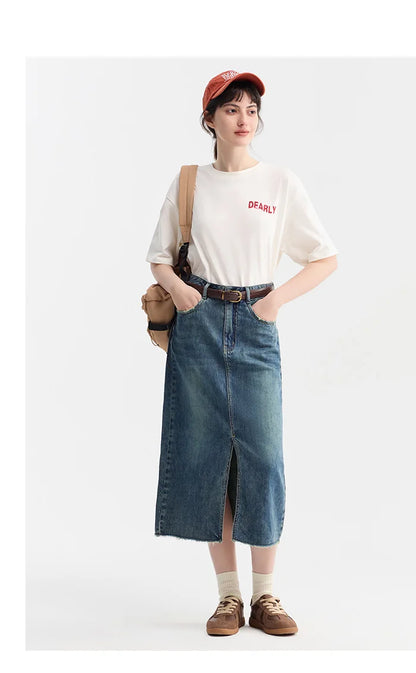Women Denim Skirt Summer 2024 New Arrival With High Slit And Straight-Cut Design Skirts for Women