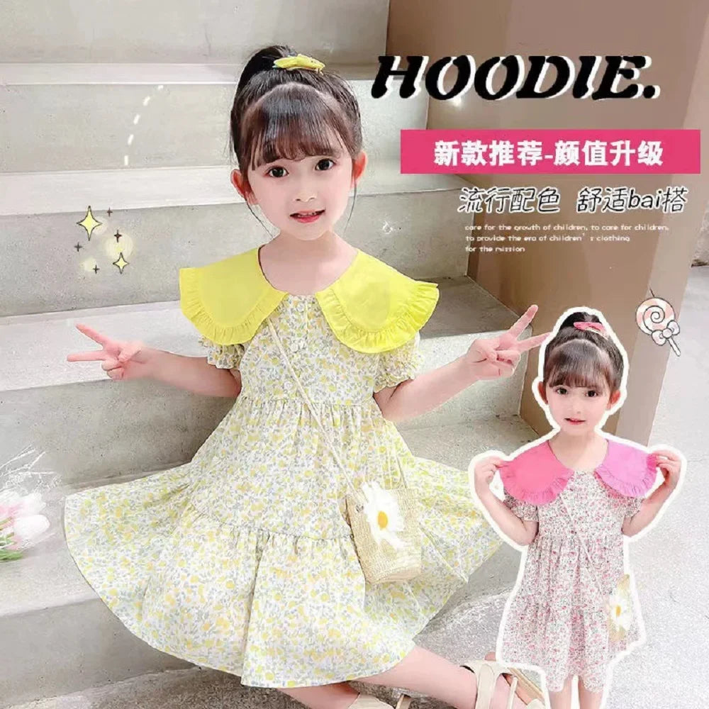 Children's Summer Fashionable Dress, Girls' Floral Skirt, New Summer Dress, Beautiful Princess Dress for Little Girls