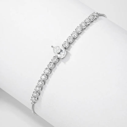 2.5mm Waterdrop Moissanite Tennis Bracelet With Pear Cut Lab Diamond Adjustable Wrist Chain S925 Silver for Women Party Jewelry