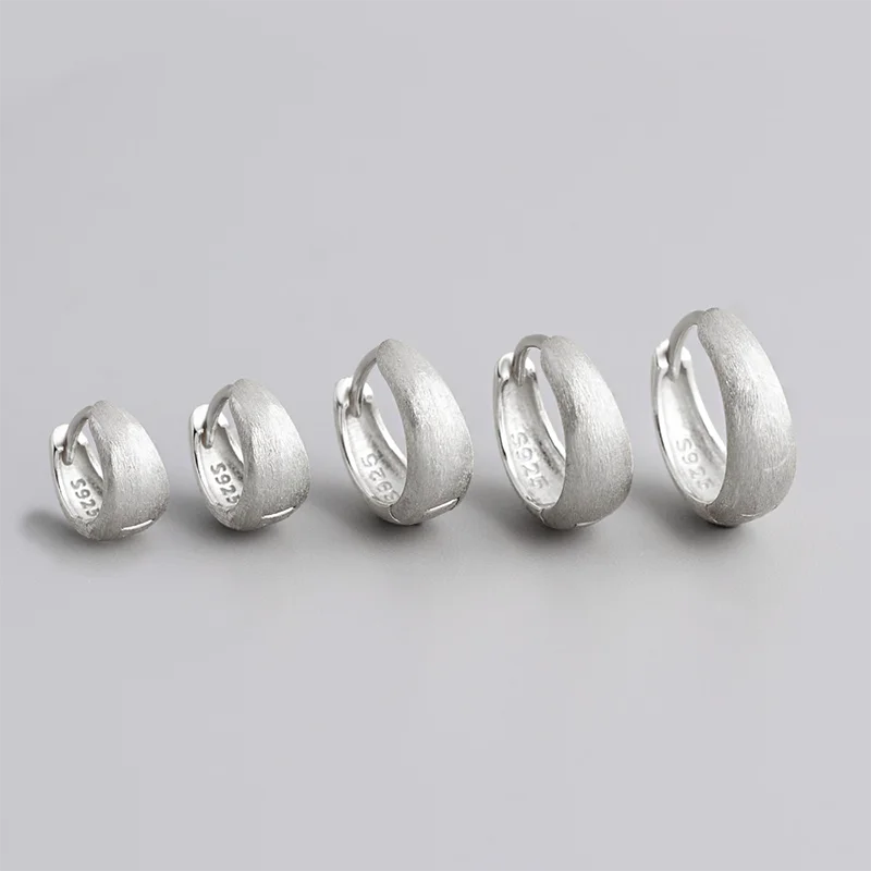 925 Sterling Silver Premium Matte Minimalism Unisex Huggies Ear Hoops Earrings for Women Gothic Piercing Men's Jewelry