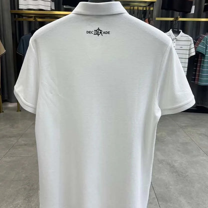 High end 100% cotton short sleeve T-shirt men's lapel top 2024 summer new designer brand embroidery fashion casual polo shirt