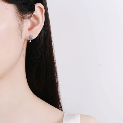 1ct Moissanite Hoop Earrings S925 Sterling Silver with 18k White Gold Plated Diamond Gem Earring for Women Jewelry Gifts