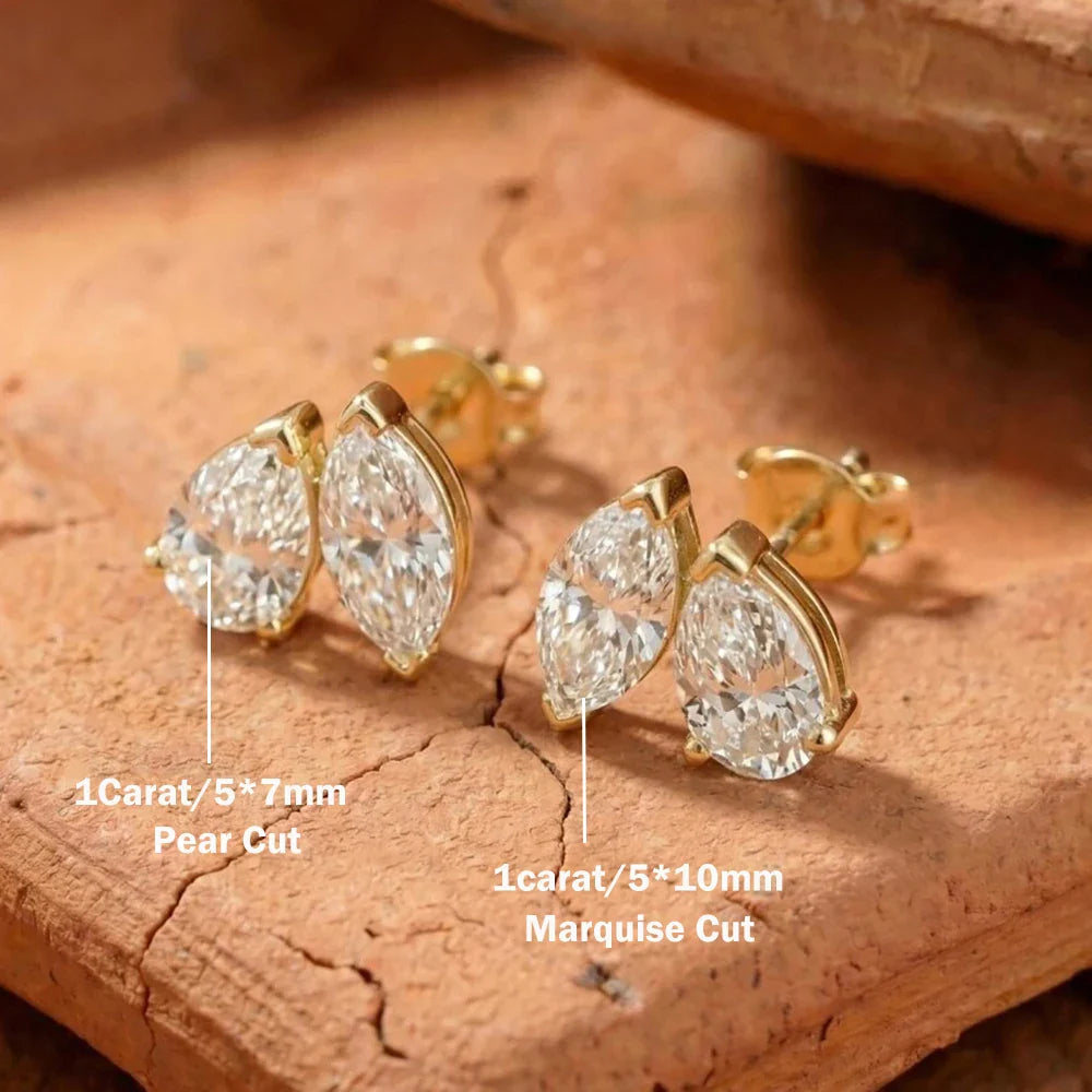 4cttw Marquise&Pear Cut Moissanite Stud Earrings with Certificate 2Diamond Ear Studs for Women Wedding S925 Silver Fine Jewelry
