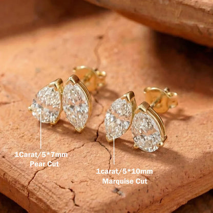 4cttw Marquise&Pear Cut Moissanite Stud Earrings with Certificate 2Diamond Ear Studs for Women Wedding S925 Silver Fine Jewelry