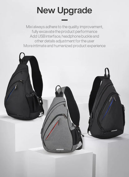 Men One Shoulder Backpack Women Sling Bag Crossbody USB Boys Cycling Sports Travel Versatile Fashion Bag Student School