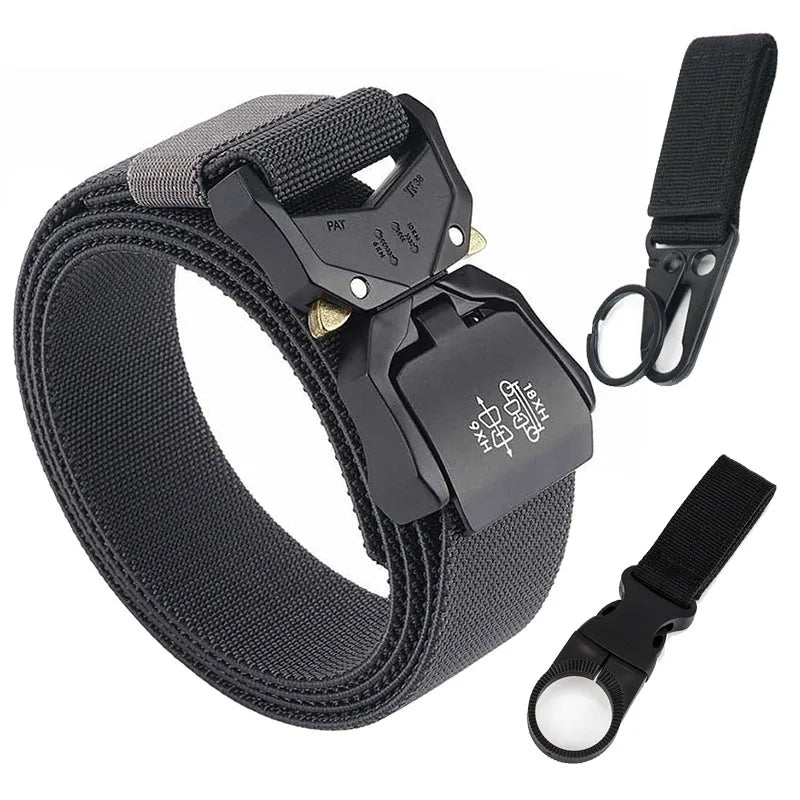140cm Elastic Belt For Men Aluminum Alloy Quick Release Buckle Strong Nylon Tactical Belt Male Military Accessories