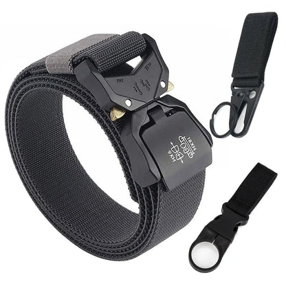 140cm Elastic Belt For Men Aluminum Alloy Quick Release Buckle Strong Nylon Tactical Belt Male Military Accessories