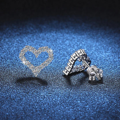 All Moissanite Earrings for Women Heart Shape S925 Sterling Silver with Gold Plated Earring Wedding Party Fine Jewelry