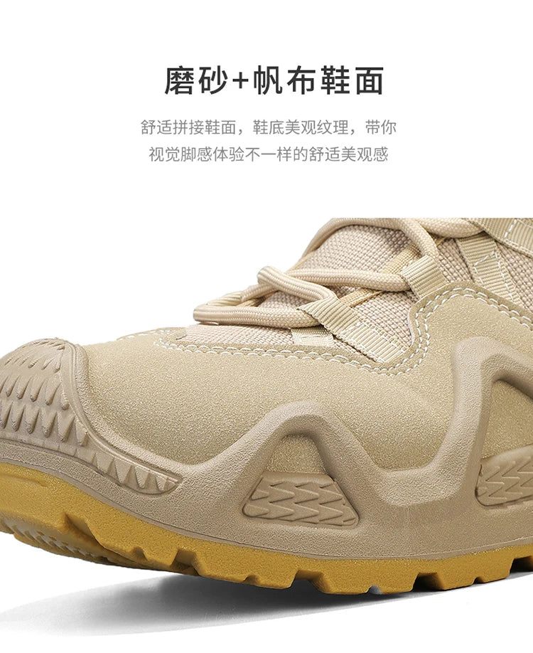 Men's winter high top shoes mid top waterproof and anti slip hiking shoes ultra light work boots tactical boots desert boots