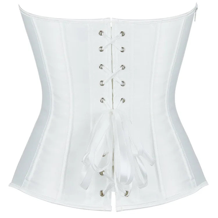 Corsets Bustiers for Women Overbust Corset Top Corselet Sexy Satin Lace up Zipper Corsetto Shaper Gothic Korsett Black