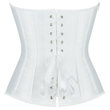 Corsets Bustiers for Women Overbust Corset Top Corselet Sexy Satin Lace up Zipper Corsetto Shaper Gothic Korsett Black