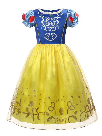 Vestido de Luxo Princesa Branca de Neve com Capa para Meninas Fantasia Infantil Cosplay de Fada Roupa de Carnaval para Crianças Vestido de Halloween