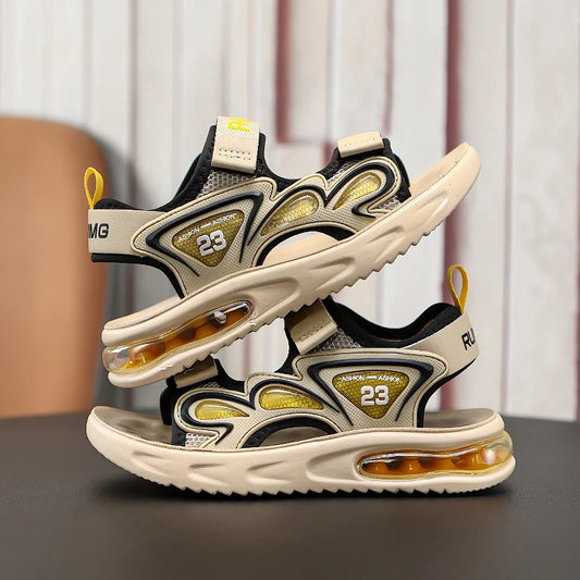 Summer Children's Sandals Outdoor Water Beach Breathable Speed Drying Shoes Boys Open Toe PU Air Cushion Sandals 28-39